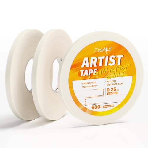 Image of JusArt 3 Packs Artist Tape for Watercolor Paper, 1 /4 inch Wide Total 600FT Long, White Art Tape for Masking, Framing and Drafting, Acid Free, Low Tack