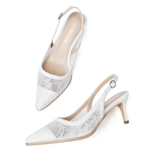 Image of NUMALEO Slingback Heels for Women Pointed Close Toe Kitten Heels Patent Pumps Dress Party Comfy Heeled Sandals Stiletto 2.5 Inch Dress Shoes
