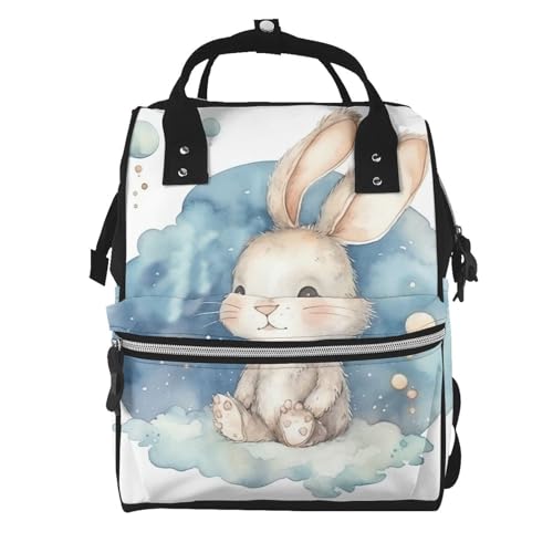 Sac à dos à langer lapin peint idéal pour les sorties quotidiennes de maman