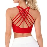 EILYEE Sujetador Deportivo de Alto Impacto para Mujer con Espalda Cruzada Acolchada Sujetador de Entrenamiento Fitness Deportes Yoga Sujetador Color Rojo tamaño pequeño