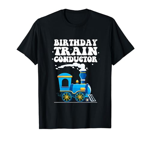Birthday Train Conductor Boys Kids Party Family Matching T-Shirt
