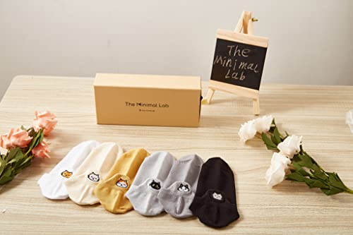 Theminimallab Cat Socks Women, Designer Cat Mom Gift Set, Cat Lover Present, Cute Cat Novelty Low Cut Ankle Socks, No Show Simple Casual Socks (6 Color Pack) #TOP2