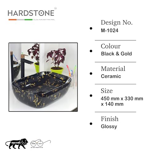 Image of Marble Ceramic Tabletop Wash basin | Countertop Vessel Sink | Wash Basin over counter For Bathroom Hotel Home (18 x 13 x 5.5 Inch)
