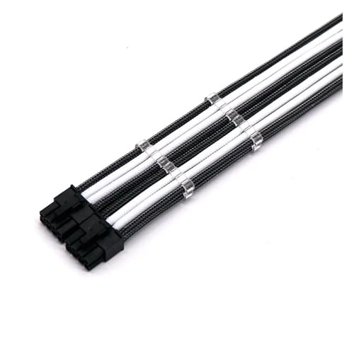 20/30cm �u���b�W�^ 2x8�s�� CPU/ATX/EPS �I�X-���X PC�����P�[�u�� �z���C�g �u���b�N �~�b�N�X UL 1007 18AWG �R�[���t��(30cm,Carbon White)