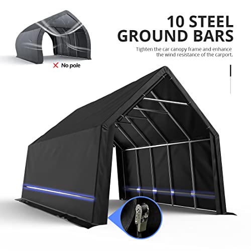 King Bird 13' X 20' X 12' Heavy Duty Anti-Snow Carport For Suv, Full-Size Truck And Boat, Outdoor Car Canopy Boat Shelter With Reinforced Ground Bars #TOP7