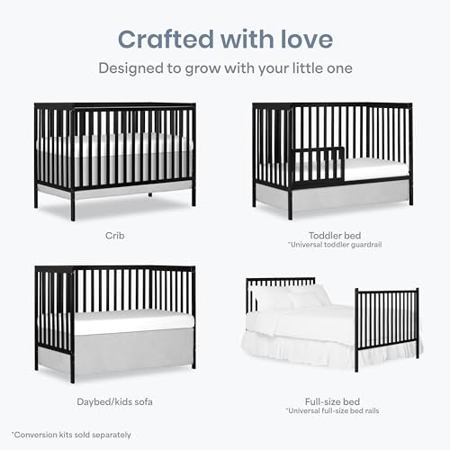 Image of Dream On Me Synergy 5-in-1 Crib, Toddler Bed in Black