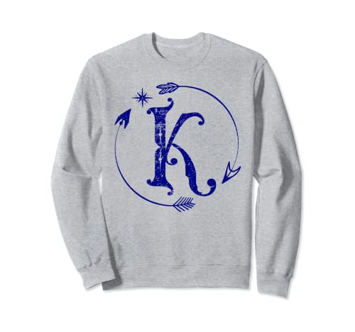 Iniziale K Monogramma Boho Retro Vintage Grafico Nome Lettera K Felpa