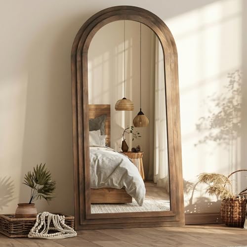 PERFNIQUE Arched Full Length Mirror with Solid Wood Frame, 71
