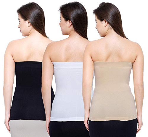 Image of Women's /Girl's Strapless Stretchable Long Bandeau Tube Top Camisole Free Size