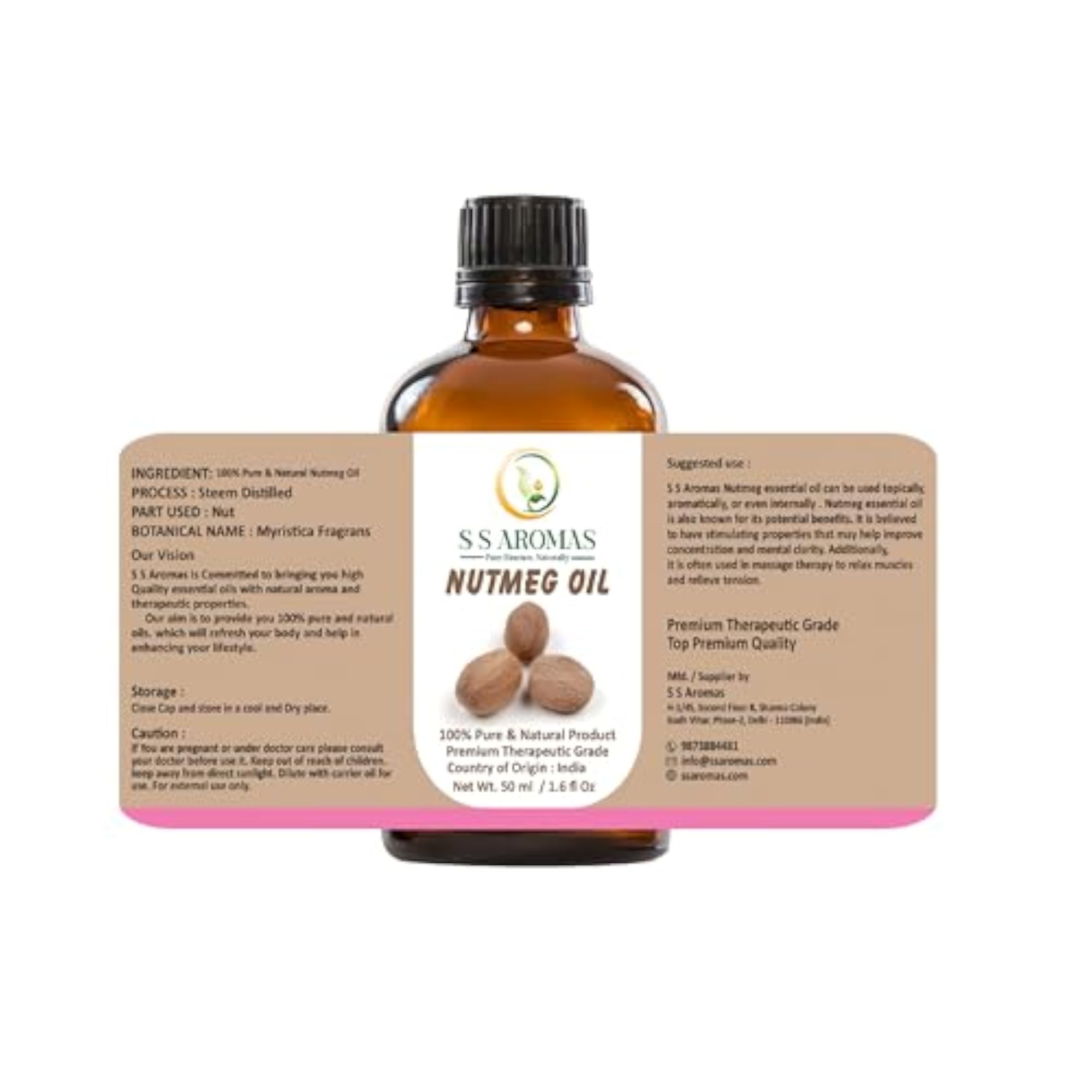 S Aromas Pure Nutmeg Oil, 50 ML