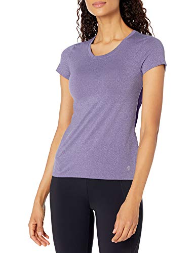 Amazon Brand - Core 10 Women's Fitted Run Tech Mesh Short Sleeve T-Shirt, Grape Heather, Medium