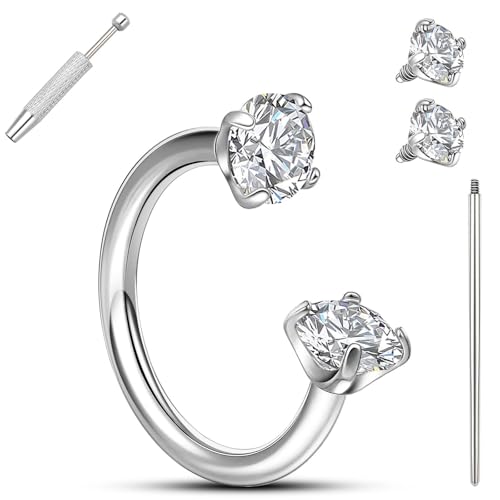 limerencia Horseshoe Nose Ring, 18G F136 Titanium Cubic Zirconia Nose Hoop