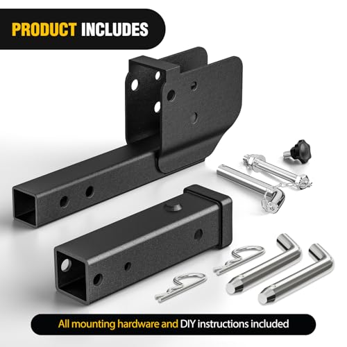 Image of Nilight Trailer Hitch Folding Extender Mount Shank 16.54 inch Compatible with Wheelchair Cargo Carrier Adapter for 2 Inch Receiver Trailer Hitch 500lbs Black Powder Coated