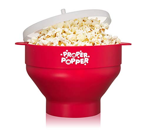 The Original Proper Popper Microwave Popcorn Popper, Silicone Popcorn Maker, Collapsible Bowl BPA Free & Dishwasher Safe - (Red) by PROPER POPPER - Used condition - US$9.34