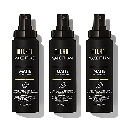 Milani Make It Last Charcoal Matte Setting Spray- (2.03 Fl. Oz.) Cruelty-Free Makeup Primer And Setting Spray For Oily Skin - Long Lasting Finishing Spray (3 Pack) #TOP21