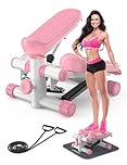 Steppers for Exercise at Home, KitGody Mini Stepper with Resistance Bands, Portable Stair Stepper for Home 330LBS Capacity, Adjustable Height Fitness Stepper Machine