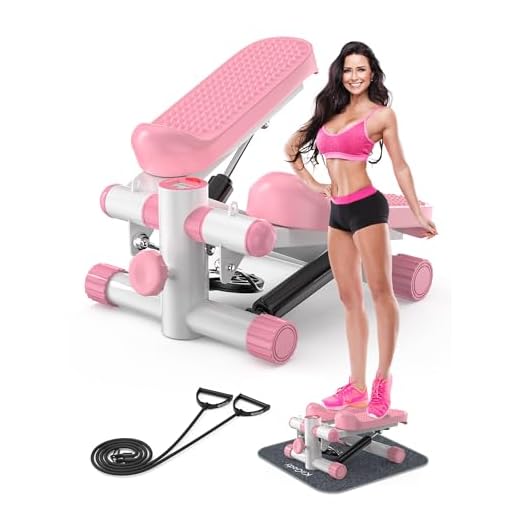 KitGody Steppers for Exercise at Home, Stair Stepper with Resistance Bands 330LBS Capacity, Pink Mini Stepper for Home Full Body Workout