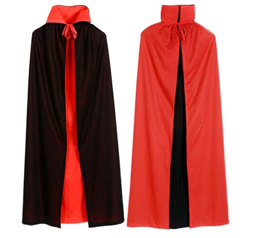 Eigso Negro y rojo doble capa Halloween Treat o truco decoración Cosplay capa con cuello para hombre y mujer (150 cm) Cover