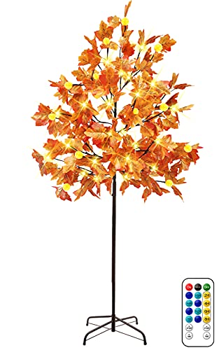 TURNMEON 6 Feet Fall Thanksgiving Decorations Lighted Maple Tree with 132Led Timer Lighted Pumpkin 8 Flashing Modes Remote Control Artificial Tree Harvest Fall Autumn Decor Indoor Outdoor TURNMEON 6 Feet Fall Thanksgiving Decorations Lighted Maple Tree with 132Led Timer Lighted Pumpkin 8 Flashing Modes Remote Control Artificial Tree Harvest Fall Autumn Decor Indoor Outdoor
