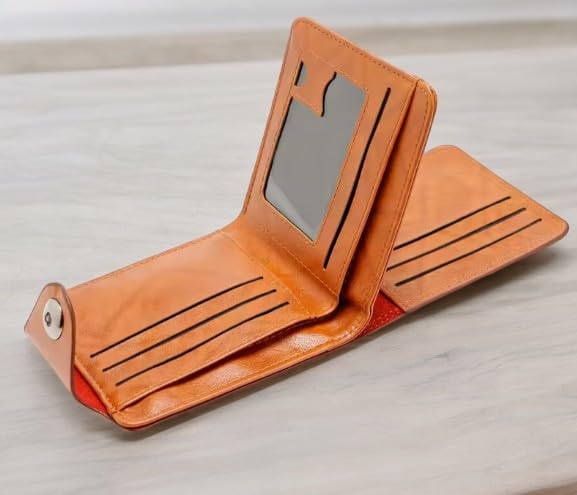 Generic Stylish Men's Wallet: Premium PU Leather Dollar Bill Design with Button Closure (Black), Varietos W14