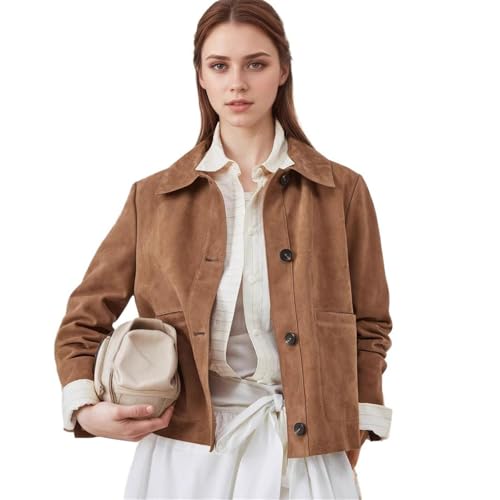Veste en simili cuir pour femme courte et décontractée pour le printemps