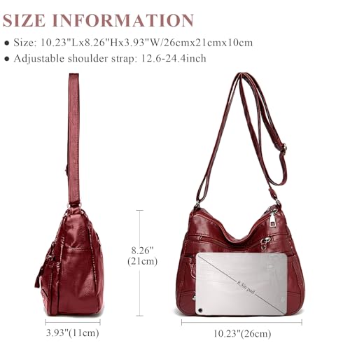 Image of WITERY Crossboby Bag for Women - Soft PU Leather Multi-Pocket Shoulder Bag Handbag with Adjustable Strap