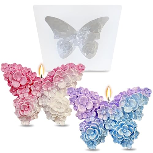 2 Pezzi Stampo in Silicone Farfalla 3D per Candele, Portacandele DIY in Gesso, per la Festa della Mamma, San Valentino, Decorazione da Tavolo
