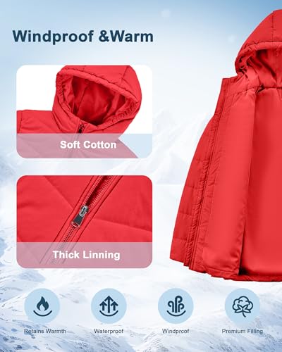 WULFUL Girl’s Winter Waterproof Coat Warm Hooded Parka Jacket Long3