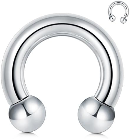 FECTAS PA Ring Internally Threaded Circular Barbells Horseshoe Jewellery 00G-0G-2G-4G-6G-8G-10G-12G 12mm/16mm/19mm Surgical Steel Pierced Body Jewellery Silver