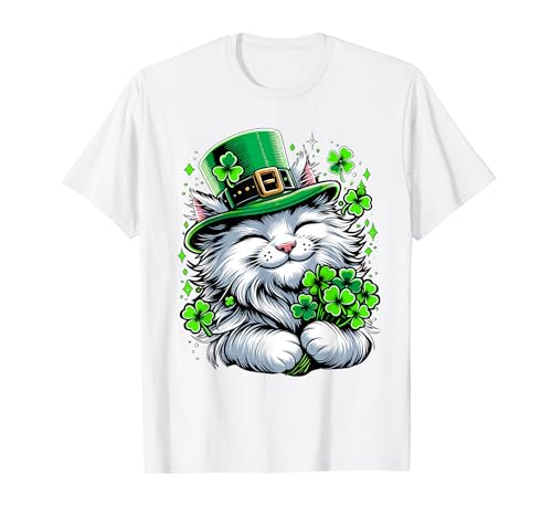 Divertido duende gato leprechaun Leprecat Día de San Patricio niños hombres mujeres Camiseta