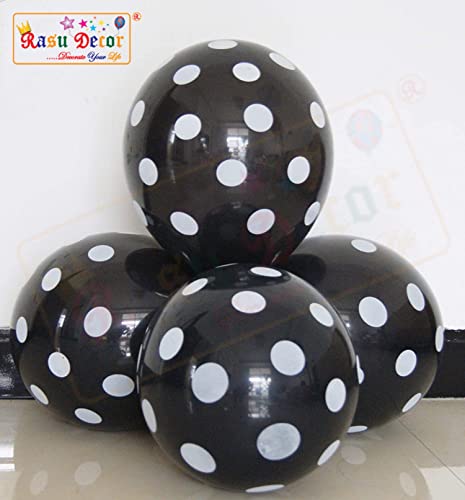 Image of RasuDecor 20 Pieces 12 inch Polka Dot Latex Balloon White-BlackDot and Black-WhiteDot Balloons (10+10), 12 Inch Latex Polka Dots Balloons for Kids Women Men Birthday Easter Engagement Wedding, Halloween Party Supplies Decor #RasuImpex (20Pcs 12 inchPolkaDotBlack /White)