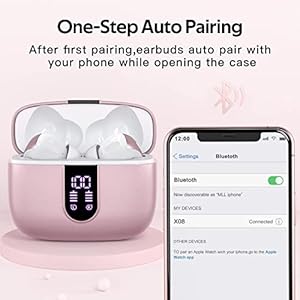 TAGRY Bluetooth Headphones True Wireless Earbuds 60H Playback LED Power Display Earphones with Wireless Charging Case IPX5 Waterproof in-Ear Earbuds with Mic for TV Smart Phone Computer Laptop Sports - immagine 6
