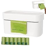 SHAOUMAN Wall Mounted Dog Poop Bags Dispenser with Leak-Proof Pet Poo Waste Bags for Outdoor Garden Yard Rectangle Doggie Potty Bags Holder Doggy Trash Bags Storage Station Box for Home (White)