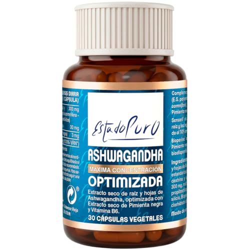 Ashwagandha Sensoril 10% Withanólidos Estado Puro, 30 Cápsulas | Extracto Sensoril® al 10% de Withanólidos, Vitamina B6 y Pimienta Negra, Vegano, Estrés, Cortisol y Equilibrio Emocional