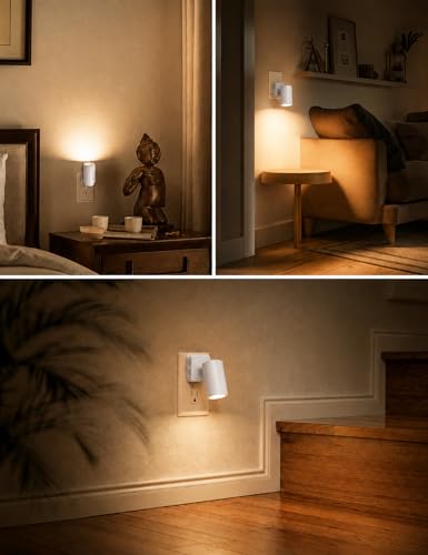 Image of L LOHAS LED Night Lights Plug into Wall,[2-Pack] Wall Spot Lights Indoor with Light Sensor,3000K Soft White Night Lights,for Home Decor Party Bathroom,Hallway