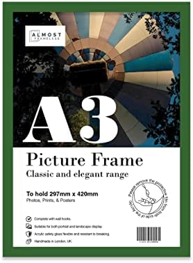 A2 Black Picture Frame, Fits A2 (42 x 59.4cm - 16.5 x 23.4in) Poster, Photo, or Print. Portrait and Horizontal Wall Hooks
