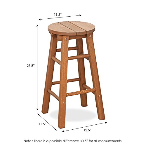 Furinno TIOMAN Butacos de Exterior para Bar, Juego de 2, Asientos de Madera Maciza con Reposapiés, Altura 23.8 pulgadas, Capacidad 100 kg, para Patio, Jardín, Porche, Isla de Cocina, Bistró miniatura 2