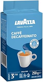 Lavazza Caffe Decaffeinated Ground Coffee, Arabica and Robusta Medium Roast, 8 Pack of 250 g