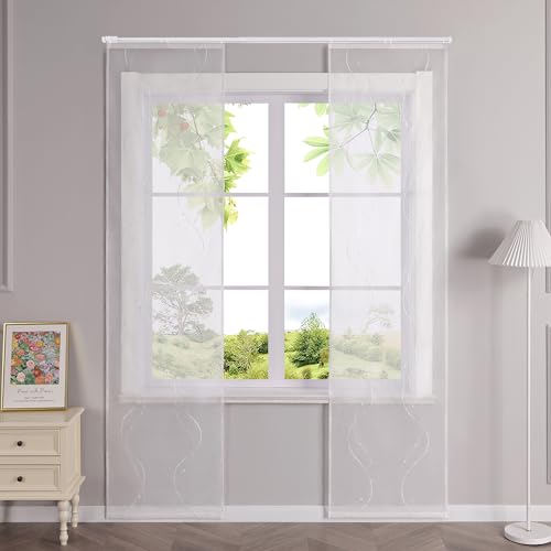 HeichkelL Schiebegardinen mit Klettband Transparent Schiebevorhänge...