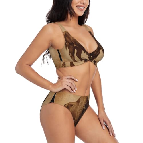 Ensemble bikini croisé Old Paper Buffalo maillot de bain deux pièces