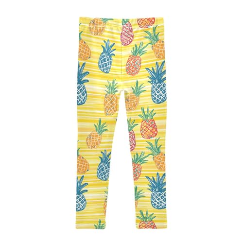 Graffiti Pineapple Girls Leggings Ultra Soft Compression Yoga Gym Pants for Kids 4-10T2