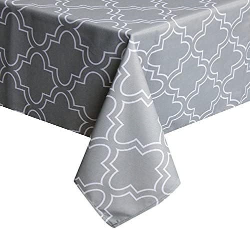 Tablecloth 52 x 52-Inch for Square Tables, Light Grey Printed Table Covers Water-Repellent and Spill Proof