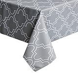 Tablecloth 52 x 52-Inch for Square Tables, Light Grey Printed Table Covers Water-Repellent and Spill