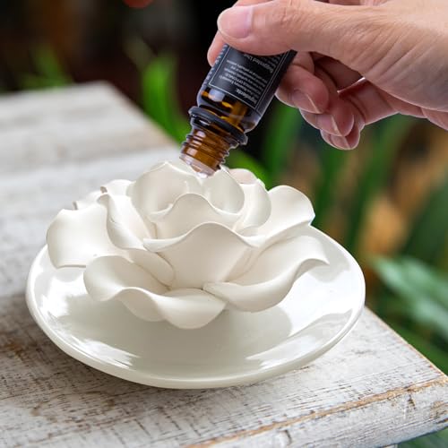 Image of Passive Diffuser for Essential Oil-Ceramic Diffuser Non Electric Oil Diffusers for Small Mini Room, Desk Decorative, Bathroom (Impatiens) | Non-electric Impatiens diffuser for desks, bathrooms and small rooms