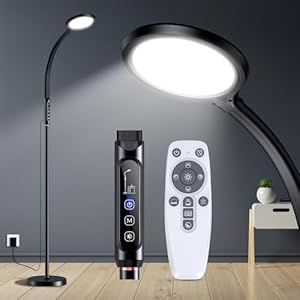 Happy Light Therapy lamp 11000 Lux, LED UV-Free Sunlight lamp,Full Spectrum Happy Therapy lamp with 10 Adjustable Brightness Levels, 2 in 1 Retractable Floor Sad Lamp (Black)