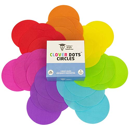 CLOVER DOTS, 7 inch Large Carpet Spot Circles, 35 Sitting Markers per Pack