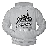 Makaya Sweat à Capuche Homme   Cafe Racer Moto   Pull Motard Sweatshirt Gris XXXL