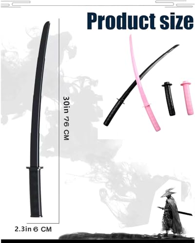 Image of 2PCS Samurai Sword, Samurai Sword, Decorative, Perfect for Cosplay and Gift Giving, Includes Black and Pink