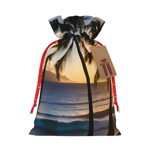 SSIMOO Hawaii Sunbeams Reusable Christmas Gift Bags,Elegant Artistic Craft,Your Go-To Solution For Gift Packaging