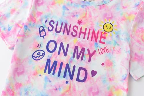 Image of Tie Dye Mermaid Sloth Christmas Halloween Pajamas for Girls Long Sleeve and Pants Nighty PJS 2-piece Set Size 6-16